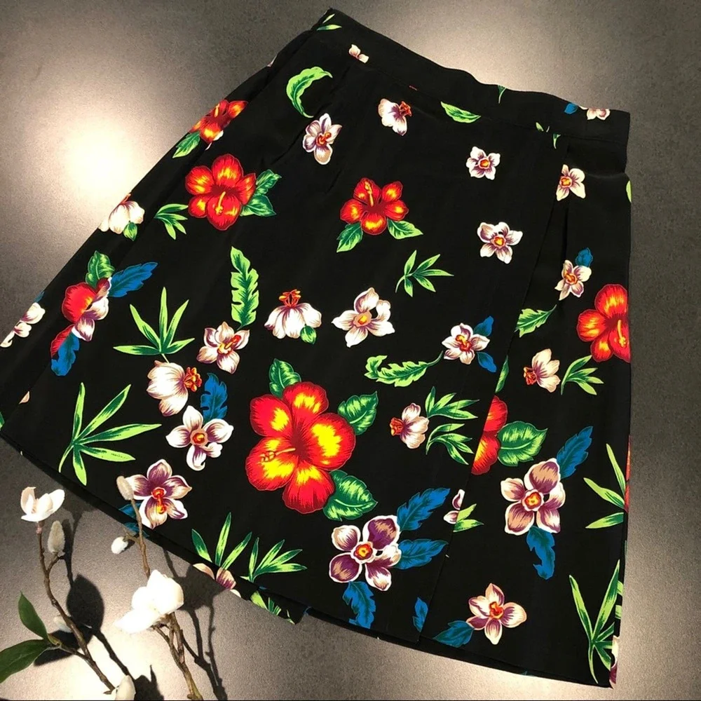 Vintage Casual Hawaiian Button Shirt Skorts Culotte Two Piece Outfit Set USA - Picture 7 of 16